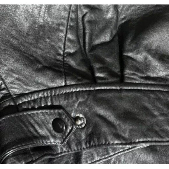 Vintage 90s Cropped Leather‎ Jacket Small Moto Saks Designer Studio Luis Alvear - Picture 5 of 7